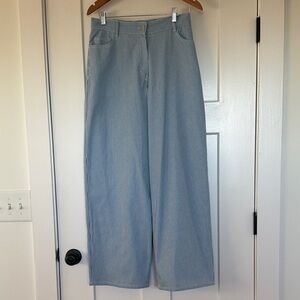 NWOT The Frankie Shop Striped Light Blue Wide Leg Jeans Size M